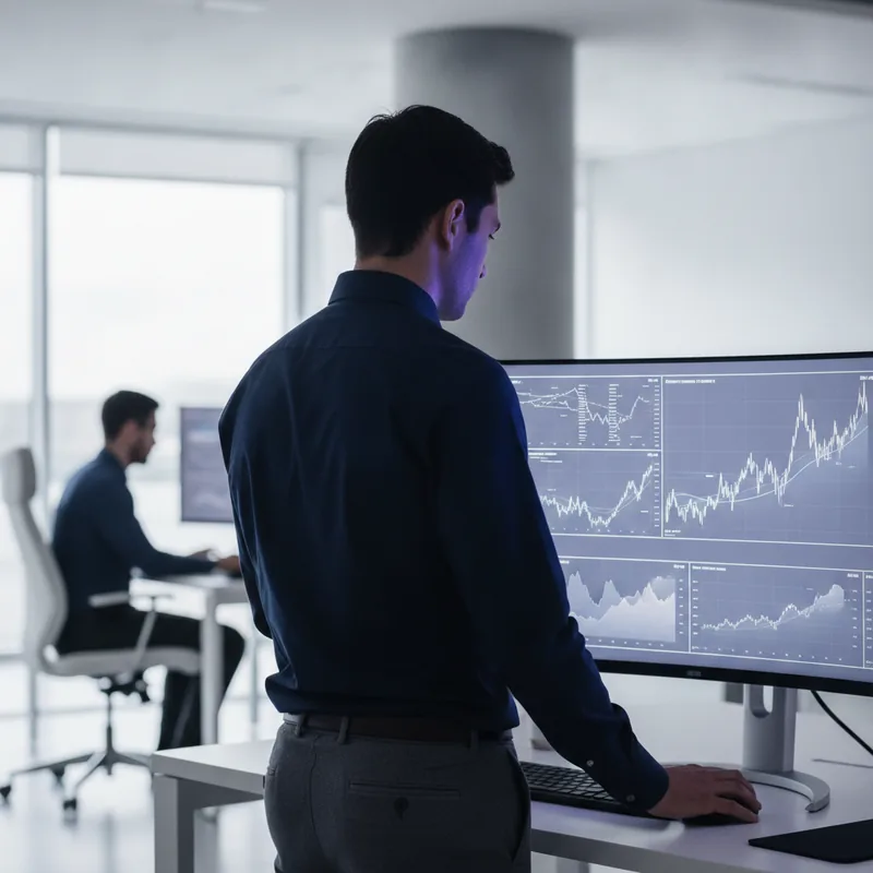 AI-driven market signals dashboard with live trend chart and confidence levels